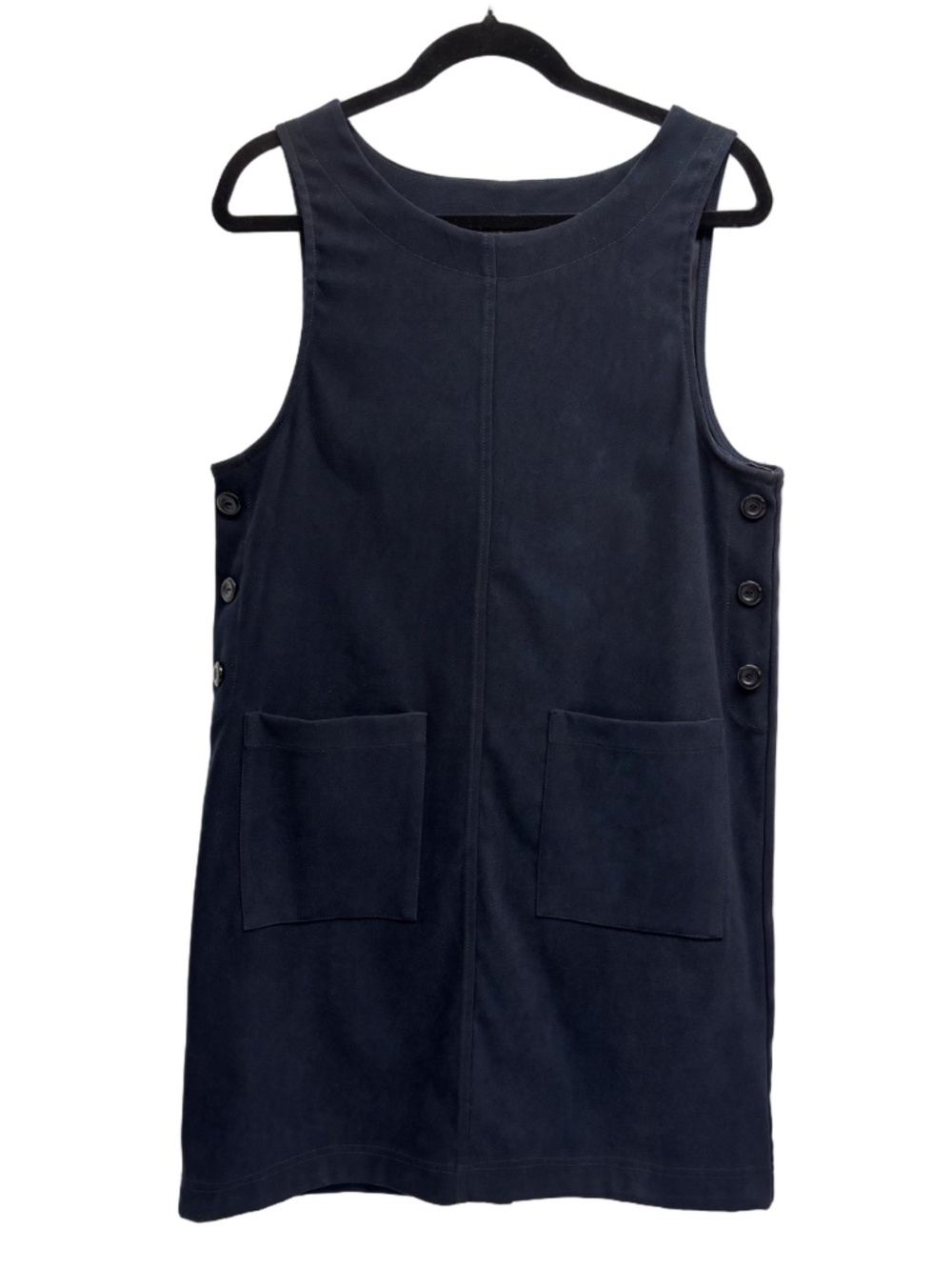 Vintage Northern Traditions navy blue bib dress with front pockets no size tag